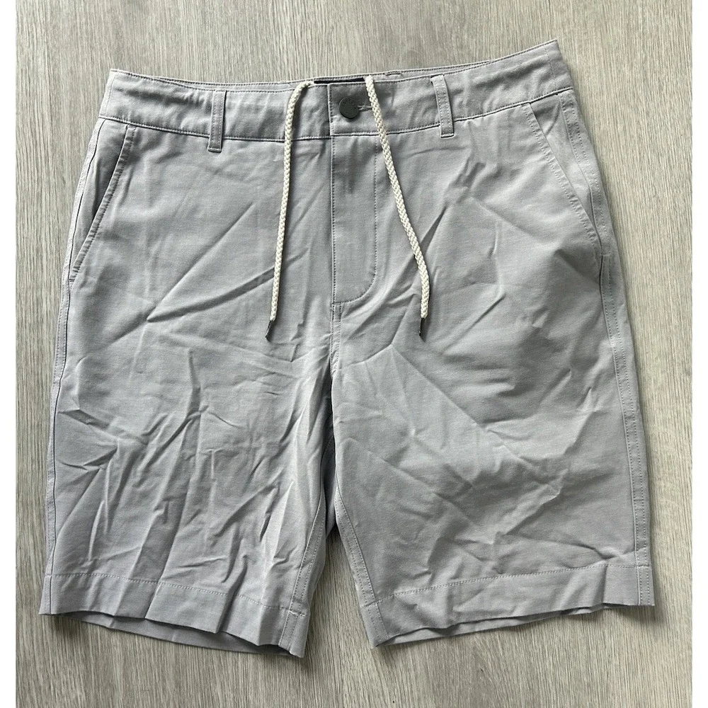 Faherty Mens Gray Flat Front Lightweight All Day Shorts Drawstring Size 30